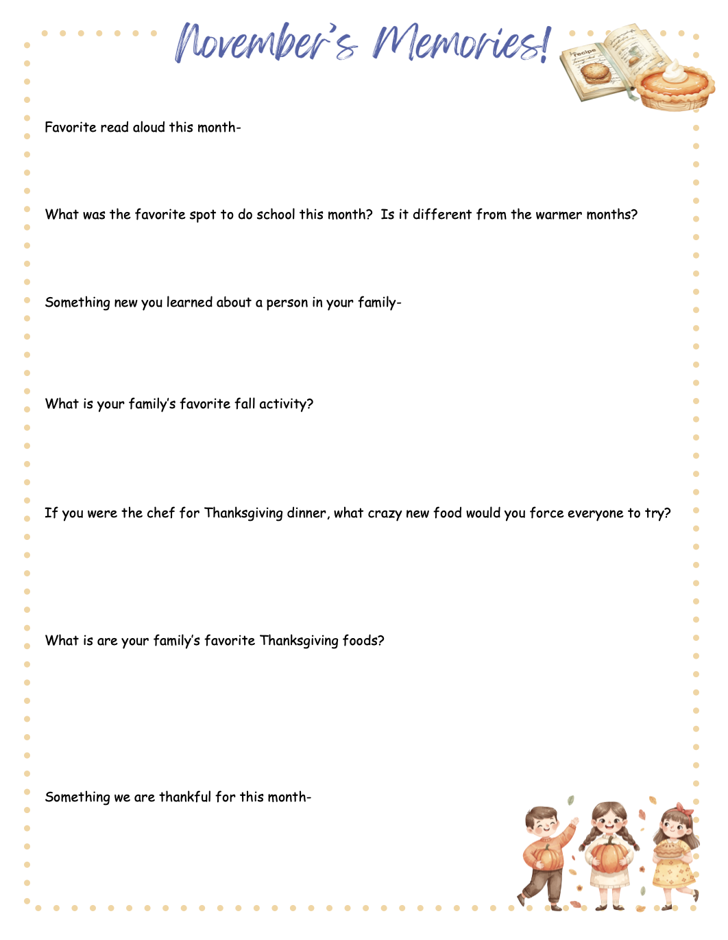 homeschool memory book sample